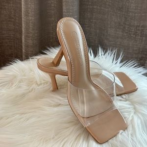 Heels with wide transparent  vamp strap